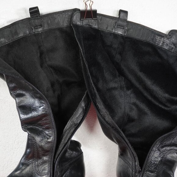 Women's Aldo Black Leather Knee High Low Heel Long Fashion Riding Boots 6 - Picture 9 of 10